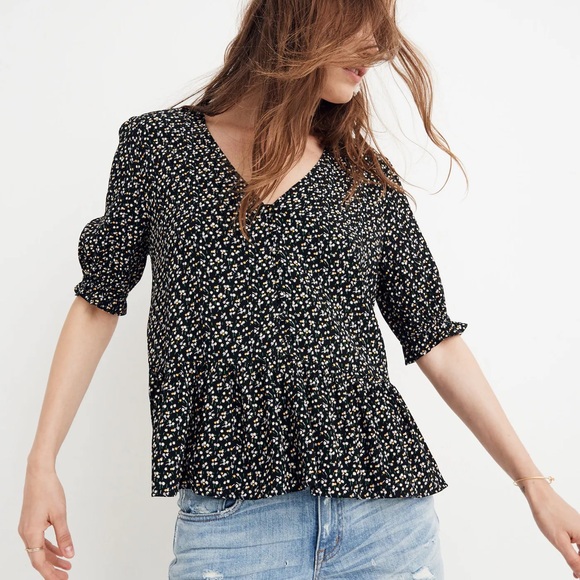 Madewell Tops - Madewell Courtyard Ruffle-Hem Top in Playground Posies (XS)